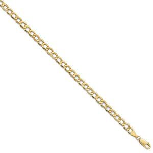 Men's 5.25mm 10k Yellow Gold Hollow Curb Link Chain Necklace, 20 Inch